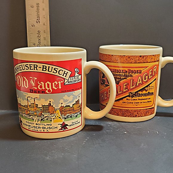 Anheuser-Busch Lager Nostalgia Collection 2 Piece Coffee Mug Set - Picture 1 of 6